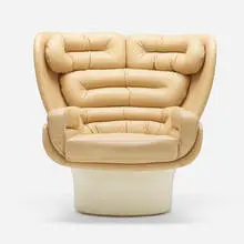 Elda chair, model 1005 by Joe Colombo, 1963, leather, lacquered fiberglass, sold Aug 2023