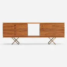 Cabinet by Jorge Zalszupin, pau ferro, brass, sold Aug 2023