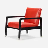 Etrusque armchair by Christian Liaigre, 2006, leather, lacquered wood, brushed stainless steel, sold Aug 2023