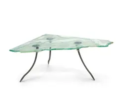 for Danny Lane Studios by Danny Lane, hammer chipped, polished and engraved glass, and steel, sold Sep 2015