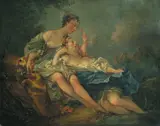 Two young ladies relaxing in a landscape by H. Martin, Oil on canvas, sold Feb 2015