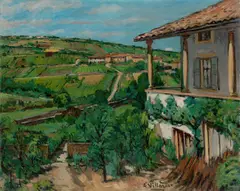 Landschaft mit Weinbergen in Südfrankreich by Antoine Villard, Öl auf Leinwand, sold Aug 2021