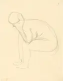 Sitzender Akt im Profil, nach vorne gebeugt by Alexej von Jawlensky, Um 1910, Bleistift auf Papier (aus einem Skizzenbuch), sold May 2022