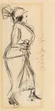 Dame in Kostüm und Hut nach rechts by Heinrich Zille, Kreide auf Papier, sold Nov 2014