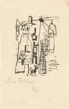 Promenade (Spaziergang) by Lyonel Feininger, 1918, Holzschnitt auf dünnem Papier, sold Jul 2020