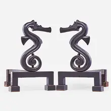 Rare Seahorse Andirons by William Wallace Denslow for Roycroft, sold Jan 2018