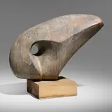 Untitled (sculpture) by Modern, c. 1980, carved sandstone, elm, sold Aug 2023