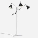 Triennale floor lamp, model 12128 by Angelo Lelii, enameled aluminum, chrome-plated and enameled steel, chrome-plated brass, sold Aug 2023