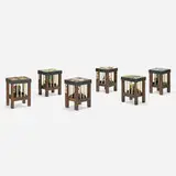 Stools, set of six (from Play with the Big) by Thorsten Passfeld, 2006, acrylic, wood, sold Aug 2023
