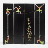 Acrobati screen by Piero Fornasetti, 1952 / 1990, silkscreen, hand-painted lacquered wood, sold Aug 2023