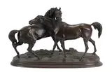 L'Accolade by Pierre-Jules Mêne, patinated bronze, sold Dec 2015