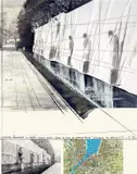 Wrapped Mur des Réformateurs, Project for Geneva by Christo, 1977, Farblithographie und Collage aus Stoff, Zwirn, Photographie und Stadtplan auf Velin, auf Karton aufgezogen, sold Jun 2009