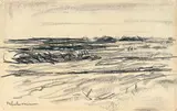 Landschaft bei Laren by Max Liebermann, Kohle auf bräunlichem Papier (aus einem Skizzenblock), sold Jun 2009
