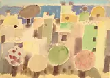 Häuser am Meer by Eduard Bargheer, 1971, Aquarell auf Velin, sold Jun 2009