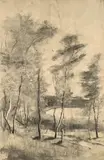 Märkischer See by Lesser Ury, Kohle auf bräunlichem Papier, sold Jun 2009