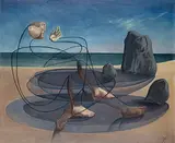 Odysseus und Kalypso by Fritz Köthe, 1951, Öl auf Malpappe, sold Nov 2009