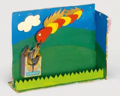 I Fatni“ (Die Krippe) by Alexis Akrithakis, 1969, Assemblage auf Karton, bemalt, sold Jun 2010
