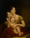 A portrait of a mother and her two children by George Henry Harlow, oil on canvas laid down on board, sold Dec 2015