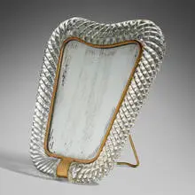Table mirror by Ercole Barovier, c. 1940, glass, mirrored glass, brass, sold Jul 2023
