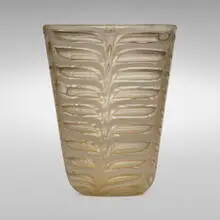 Graffito vase by Ercole Barovier, 1969, internally decorated clear and lattimo glass with gold inclusion, sold Jul 2023