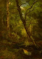 In the forest - Adirondacks by Robert Crannell Minor Sr., oil on panel, sold Oct 2015