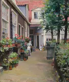 In the back garden by Maurice Lobre, oil on canvas, sold Oct 2015