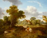 Landscape with herdsman and cattle on a path by François Antoine Léon Fleury, oil on canvas, offered Oct 2015