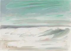Küste bei Westerland by Siegward Sprotte, 1997, Acryl auf Malkarton, sold Jan 2025