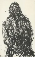 Ohne Titel (Bildnis nach rechts) by Max Uhlig, 1992, Tusche auf Vlies auf Leinwand, mit Künstlerleiste und Plexiglas-Rahmen, sold Jul 2025