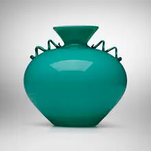 Incamiciato vase, model Z-305 by Barovier Seguso Ferro, c. 1933, incamiciato glass with applied details, sold Jul 2023
