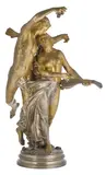 French silvered and gilt bronze group of Cupid and Psyche by Eugène Chrétien, gilt bronze, sold Oct 2014