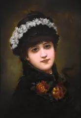 A portrait of a girl in a hat by Émile Eisman-Semenowsky, oil on panel, sold Oct 2014