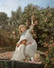 Picking apples by Frederick Morgan, oil on canvas, offered Oct 2014
