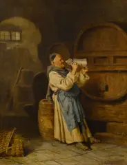 The last drop by German School, oil on canvas, offered Oct 2014