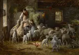 Feeding time by Luigi Chialiva, oil on canvas laid down on board, sold Oct 2014