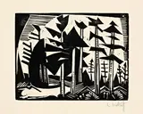 Russischer Wald by Karl Schmidt-Rottluff, 1918, Holzschnitt auf Velin, sold Nov 2014
