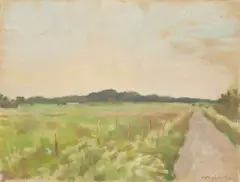 Landschaft mit Feldweg by Lotte Laserstein, Um 1940, Gouache auf Velin auf Hartfaser aufgezogen, sold Jun 2016
