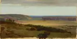 Blick über eine Landschaft by Deutsch, um 1840, Öl auf Papier, sold Jun 2016