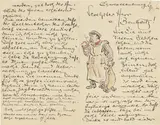 Illustrierter Brief (Sehr geehrter Herr v. Beulwitz) by Heinrich Zille, 1904, Tuschfeder und Farbstift auf Papier, sold Jun 2019