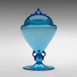 Soffiato lidded vase, model 1776 CV / 3718 MVM by Vittorio Zecchin, 1921-22, soffiato glass with applied decoration, sold Jul 2023