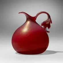 Pitcher, model 8367 by Flavio Poli, c. 1948, incamiciato glass with gold leaf, sold Jul 2023