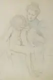 Mother and Child by Charles Maurin, pencil and colored pencil on paper, sold Oct 2014