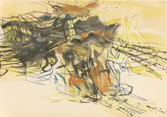 Ohne Titel by Conrad Westpfahl, 1960, Tusche, Aquarell und Kreide auf Papier, sold Dec 2018