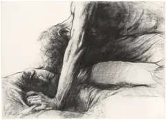 Ohne Titel by Luis Caballero, 1983, Kohle auf leicht genarbtem Velin, sold Nov 2019