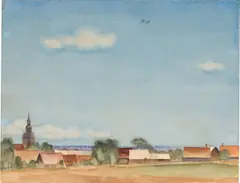 Dorfrand mit Kirche by Franz Lenk, 1926, Aquarell auf Velin, sold Nov 2019
