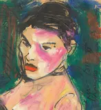 Frauenporträt. 1980er-Jahre by Luciano Castelli, Gouache, Deckweiß, Tusche und Kohle auf Karton, sold Jun 2018