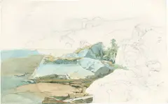 Felsiges See- oder Meerufer by Ernst oder Bernhard Fries, Aquarell und Bleistift auf Papier, sold Nov 2019