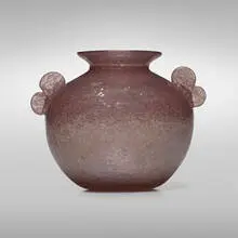 Pulegoso vase by A.V.E.M., c. 1934, pulegoso glass with applications, sold Jul 2023