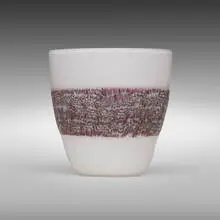 Doppio Incalmo vase, model 3517 by Riccardo Licata, 1956, lattimo glass with murrine band, sold Jul 2023