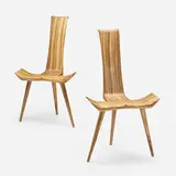 Hammerhead chairs, pair by Michael Boyd, 2013, hand-carved zebrawood, sold Jun 2023